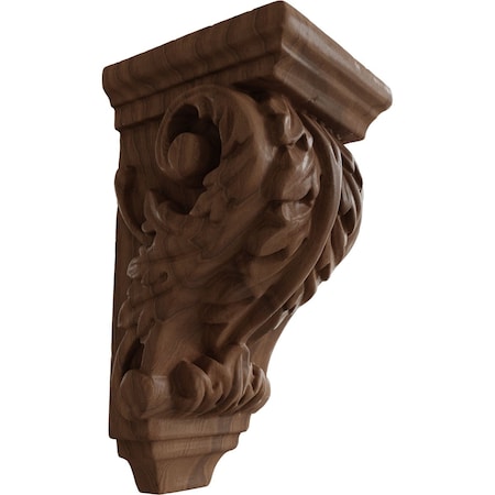 Ekena Millwork 2 1/4"W x 2 1/4"D x 4 1/4"H Extra Small Acanthus Wood Corbel, Mahogany CORW02X02X04ACGM